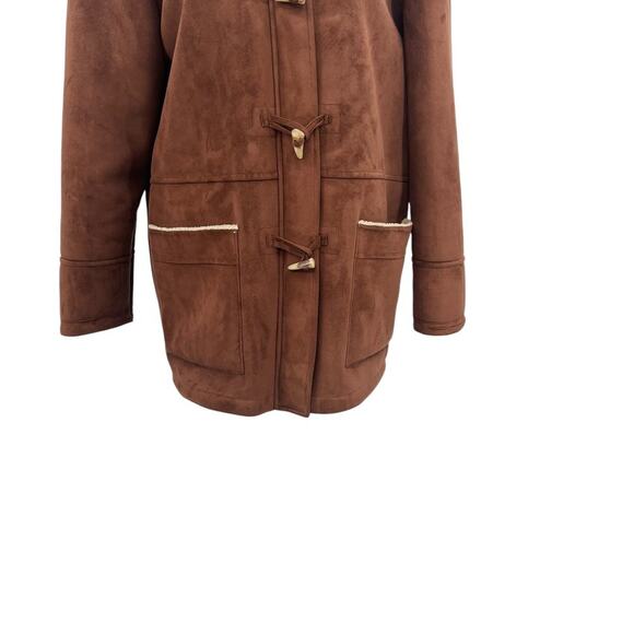 Ralph Lauren Brown Faux Suede Sherpa Toggle Coat Jacket Brown‎ Size Large - Picture 4 of 12
